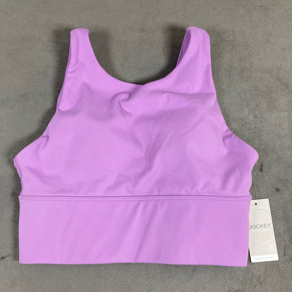Jockey High Neck Sports Bra Orchid Purple Stretched Jersey Medium Support Small